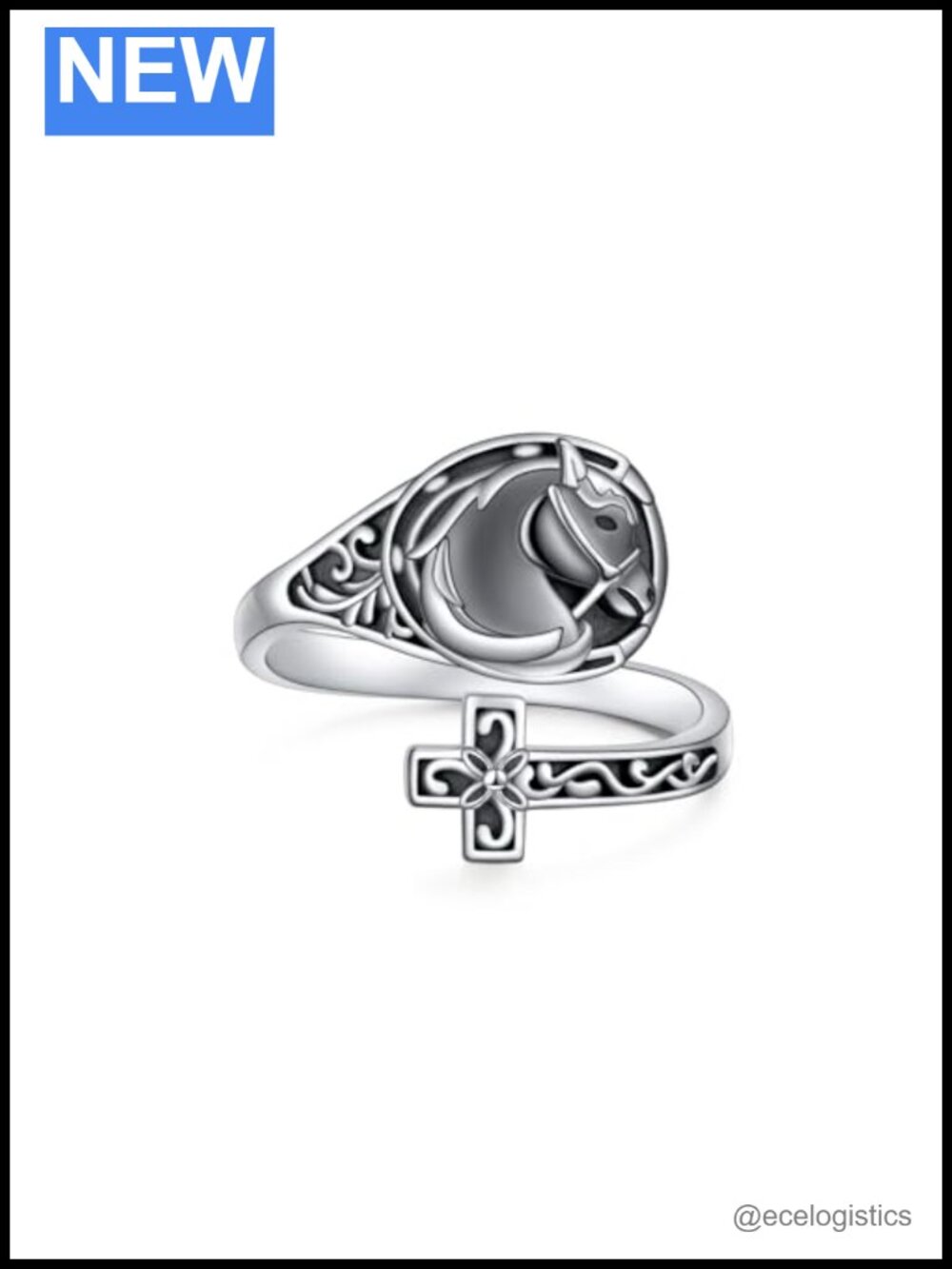 925 Sterling Silver Eye of Horus Spoon Ring Adjustable